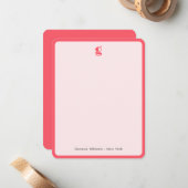 Watermelon Trendy Monogram Naam Groovy Lijst Note Notitiekaartje (Voorkant / Achterkant in situ)