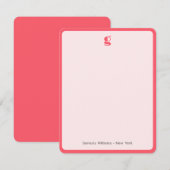 Watermelon Trendy Monogram Naam Groovy Lijst Note Notitiekaartje (Voorkant / Achterkant)