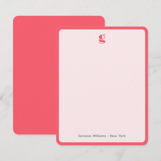 Watermelon Trendy Monogram Naam Groovy Lijst Note Notitiekaartje (Voorkant / Achterkant)