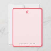 Watermelon Trendy Monogram Naam Groovy Lijst Note Notitiekaartje (Voorkant)