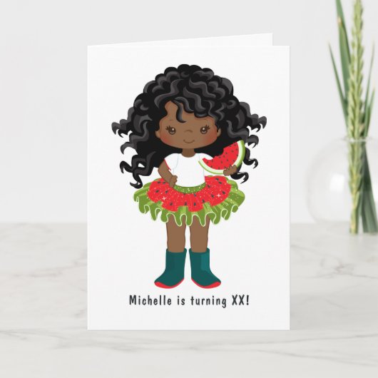 Watermelon Tutu American Black Girl Birthday (Voorkant)