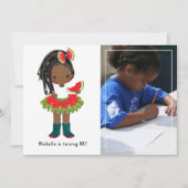 Watermelon Tutu American Black Girl Birthday Kaart (Voorkant)