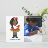 Watermelon Tutu American Black Girl Birthday Kaart (Staand voorkant)