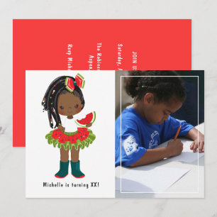 Watermelon Tutu American Black Girl Birthday Kaart