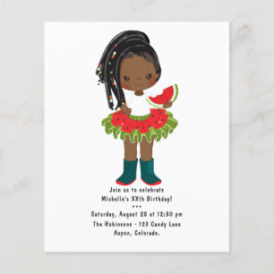 Watermelon Tutu Amerikaanse Zwarte Meisje Verjaard Flyer