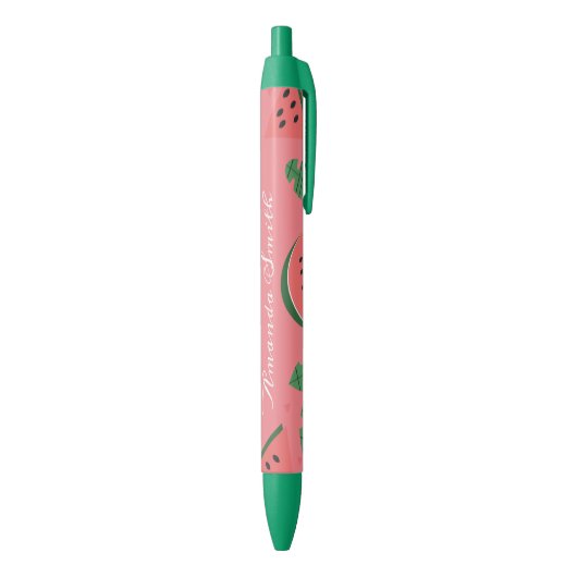 Watermelon Watermelon Fruit Roze Rood Inktpen Zwarte Inkt Pen (Achterkant (Verticaal))
