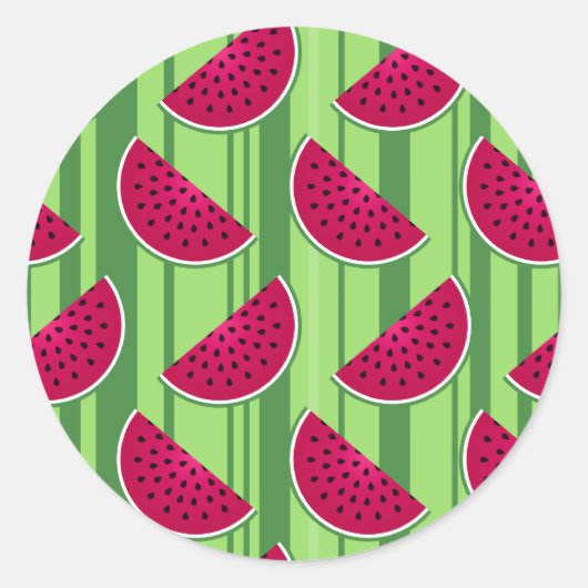 Watermelon Wedges Pattern Ronde Sticker (Voorkant)