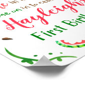 Watermelon welkomstpartij op eerste verjaardag poster (Hoek)