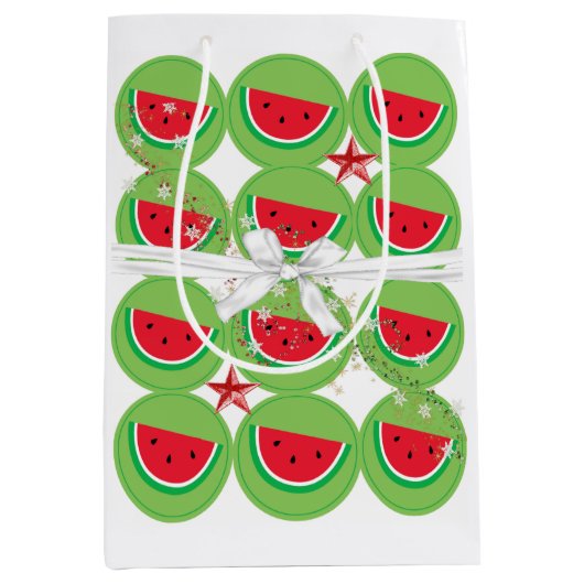 Watermelon White Bow-kerstcadeaus Medium Cadeauzakje (Voorkant)