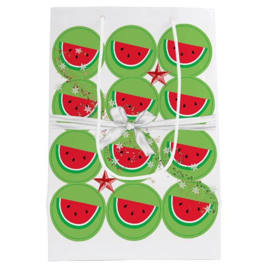 Watermelon White Bow-kerstcadeaus Medium Cadeauzakje (Achterkant)
