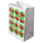 Watermelon White Bow-kerstcadeaus Medium Cadeauzakje (Achterkant Gekanteld)