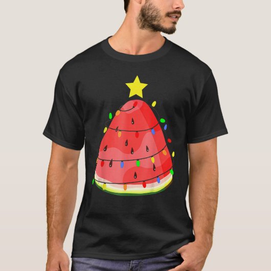 Watermelon Xmas Tree Beach Summer Christmas in Jul T-shirt (Voorkant)