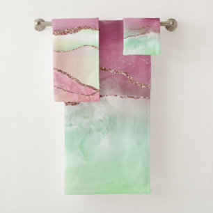 Watermelonagaat Neo Mint Green en Cassis Pink Bad Handdoek