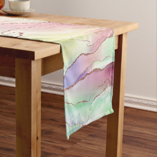 Watermelonagaat Neo Mint Green en Cassis Pink Korte Tafelloper