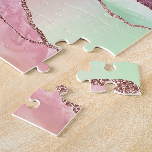 Watermelonagaat | Neo Mint Green en Cassis Pink Legpuzzel (Zijkant)