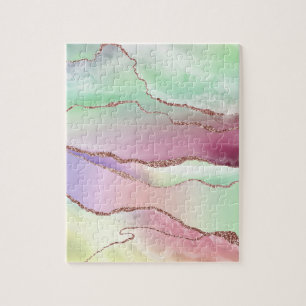 Watermelonagaat Neo Mint Green en Cassis Pink Legpuzzel