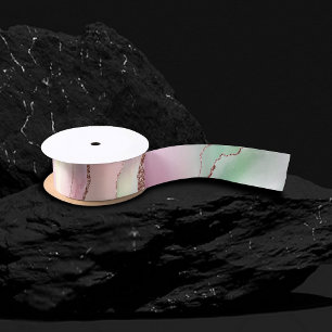 Watermelonagaat Neo Mint Green en Cassis Pink Satijnen Lint