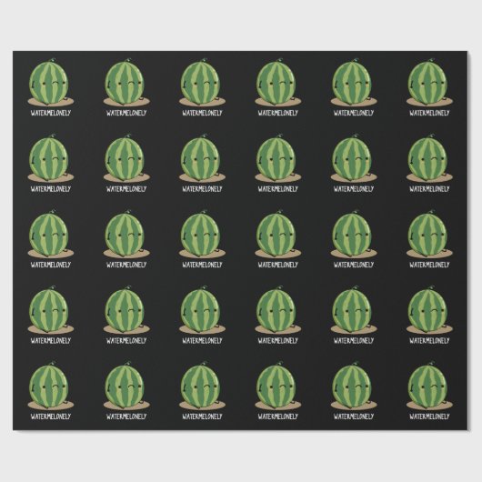 Watermelonely Funny Watermelon Fruit Pun Dark BG Cadeaupapier (Vlak)