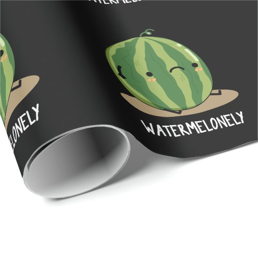 Watermelonely Funny Watermelon Fruit Pun Dark BG Cadeaupapier (Rol Hoek)
