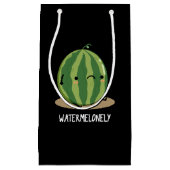Watermelonely Funny Watermelon Fruit Pun Dark BG Klein Cadeauzakje (Voorkant)