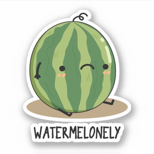 Watermelonely Funny Watermelon Fruit Pun Sticker (Voorkant)