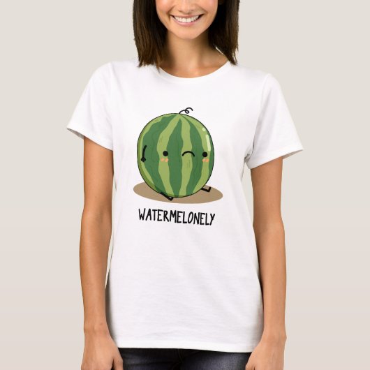 Watermelonely Funny Watermelon Fruit Pun T-shirt (Voorkant)