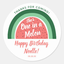 Watermelonenregenboog, een in een Melon, Birthday Ronde Sticker