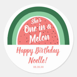 Watermelonenregenboog, een in een Melon, Birthday Ronde Sticker