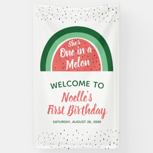 Watermelonenregenboog, ze is één in een Melon 1e d Spandoek (Verticaal)