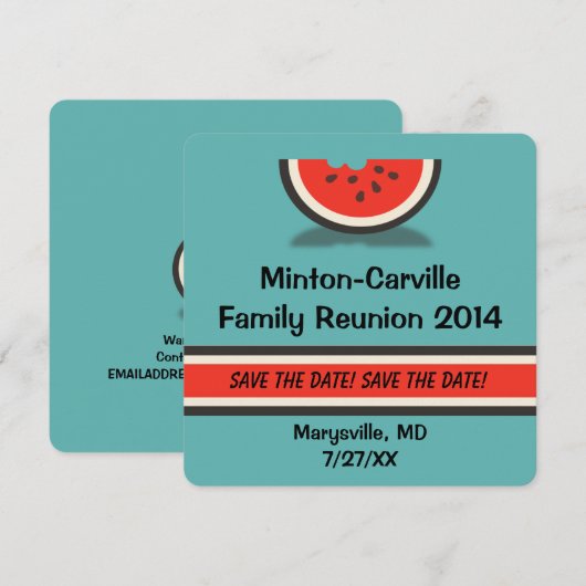 Watermelonfamilie Reunion Save the Date (Voorkant / Achterkant)