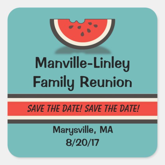 Watermelonfamilie Reunion Save the Date Stickers (Voorkant)