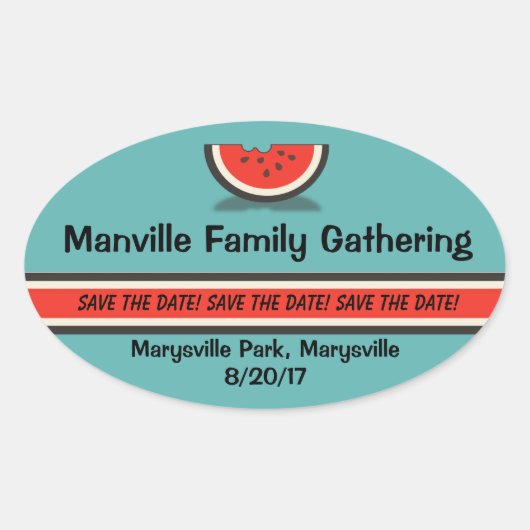 Watermelonfamilie Reunion Save the Date Stickers (Voorkant)