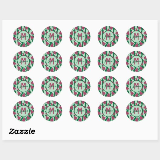 Watermelongroene monogram sticker (Vel)
