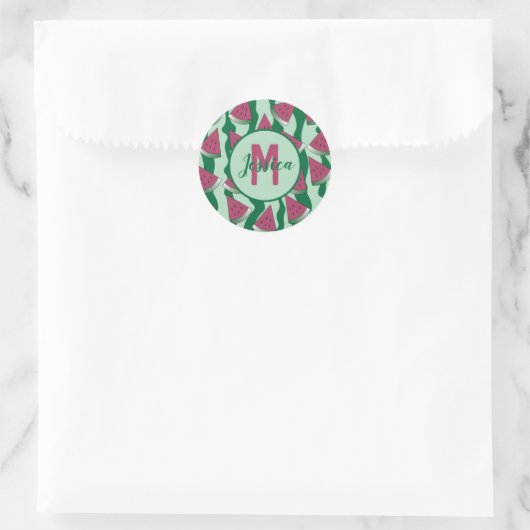 Watermelongroene monogram sticker (Tas)