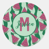 Watermelongroene monogram sticker (Voorkant)