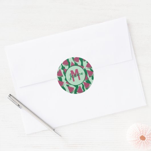 Watermelongroene monogram sticker (Envelop)