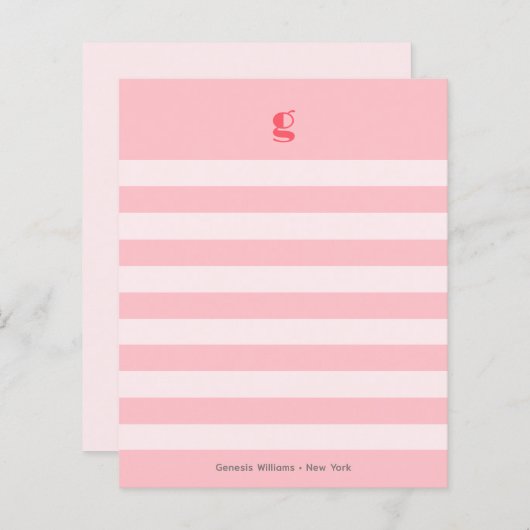 Watermelonmonogram Naam Stripes Budget Note Card (Voorkant / Achterkant)