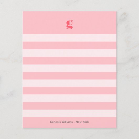 Watermelonmonogram Naam Stripes Budget Note Card (Voorkant)
