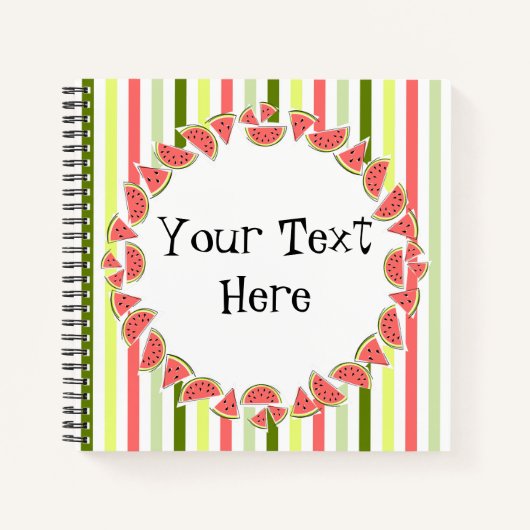Watermelonnepunts stripe Thin Text Notitieboek (Voorkant)