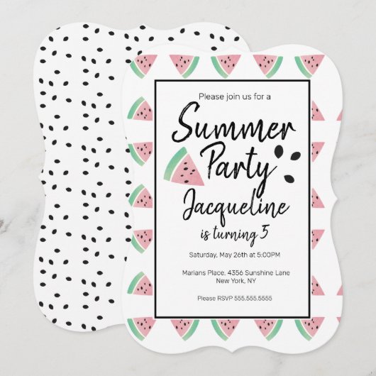 Watermelonnestokjes en zadenzomerdag kaart (Voorkant / Achterkant)