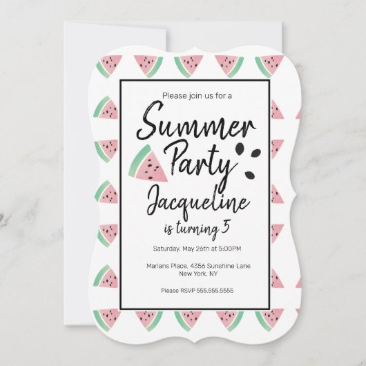 Watermelonnestokjes en zadenzomerdag kaart (Voorkant)