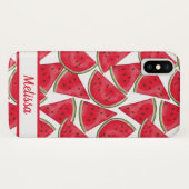 Watermelonpatroon met aangepaste naam Case-Mate iPhone case (Achterkant (horizontaal))
