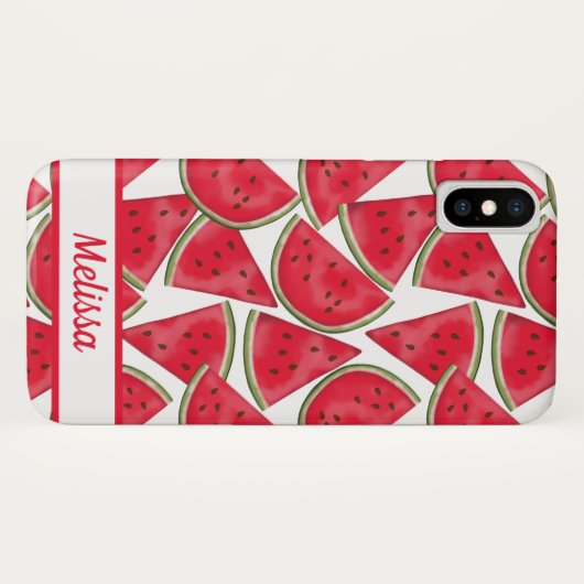 Watermelonpatroon met aangepaste naam Case-Mate iPhone case (Achterkant (horizontaal))