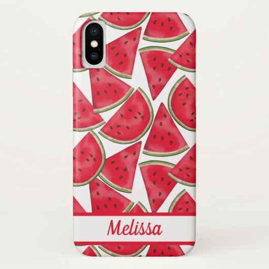 Watermelonpatroon met aangepaste naam Case-Mate iPhone case (Achterkant)