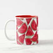 Watermelonpatroon met aangepaste naam tweekleurige koffiemok (Links)