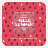 Watermelonpatroon, zomertijd | Gepersonaliseerd Vierkante Sticker (Voorkant)