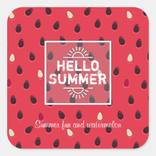 Watermelonpatroon, zomertijd   Gepersonaliseerd Vierkante Sticker