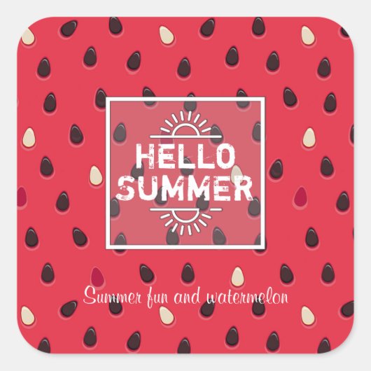 Watermelonpatroon, zomertijd | Gepersonaliseerd Vierkante Sticker (Voorkant)