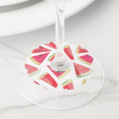 Watermelonpatrooncreatie 2 wijnglaslabel (Dichtbij)
