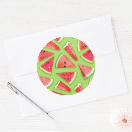Watermelonpatrooncreatie 3 ronde sticker (Envelop)